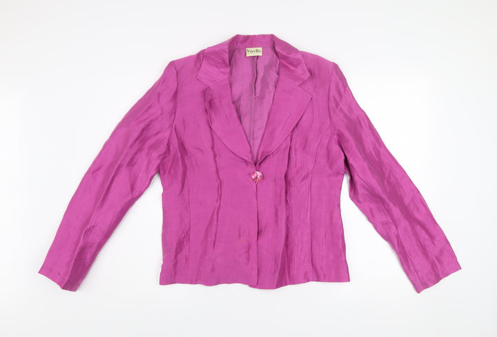 Viyella Women's Pink Linen Blend Blazer UK 12 Classic Style