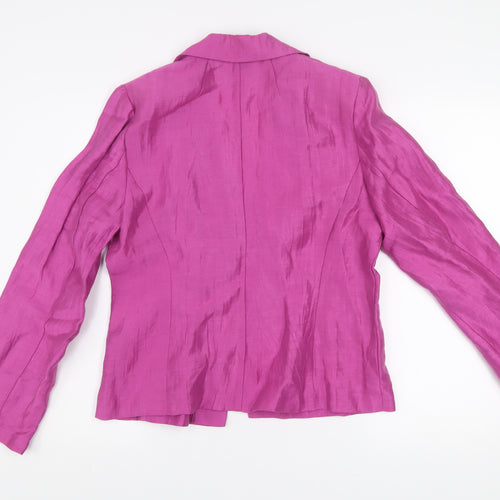 Viyella Women's Pink Linen Blend Blazer UK 12 Classic Style