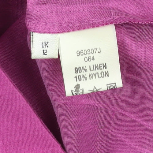 Viyella Women's Pink Linen Blend Blazer UK 12 Classic Style