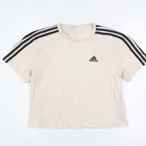 Adidas Womens Beige XS Cropped T-Shirt Short Sleeve Sports Top