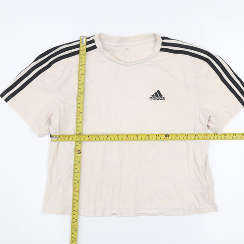 Adidas Womens Beige XS Cropped T-Shirt Short Sleeve Sports Top