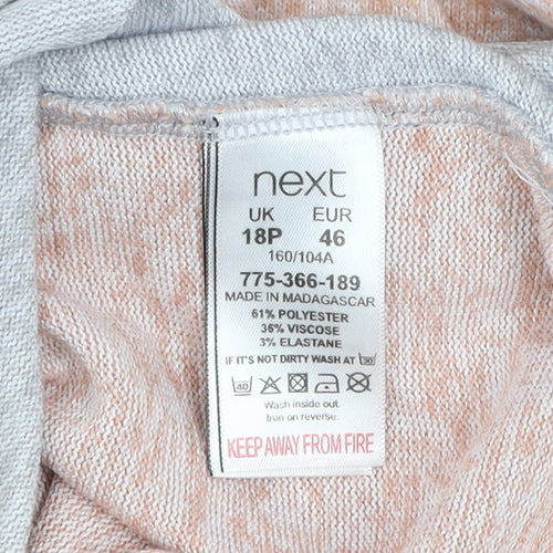 Next Women Peach & Grey V-Neck Long Sleeve Pullover Sweater Size 18 Petite