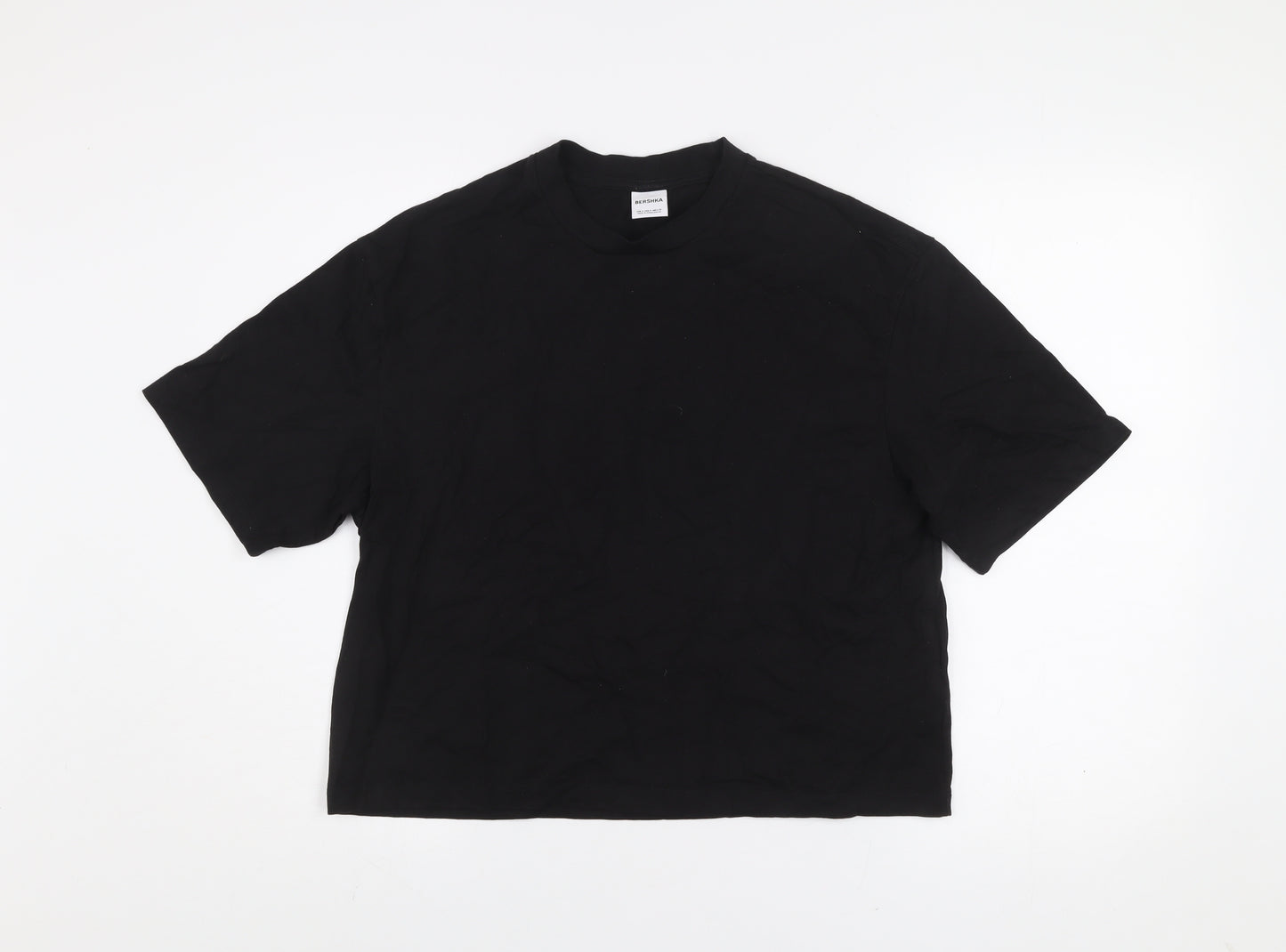 Bershka Womens Black Basic Cotton T-Shirt Size S