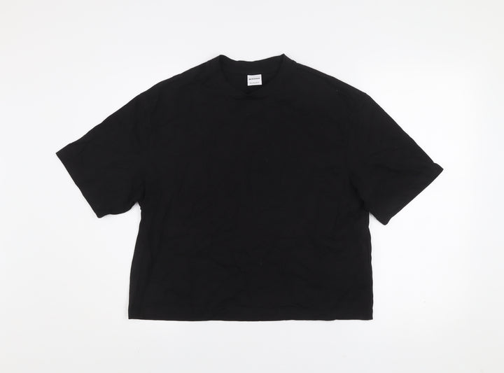 Bershka Womens Black Basic Cotton T-Shirt Size S
