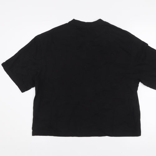 Bershka Womens Black Basic Cotton T-Shirt Size S