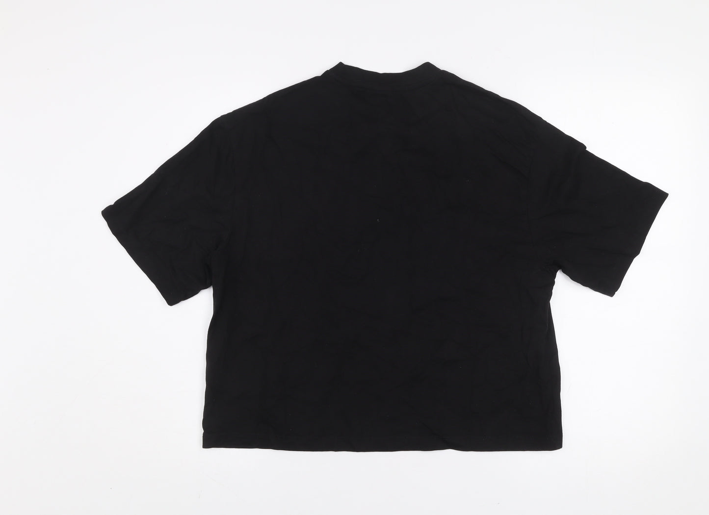 Bershka Womens Black Basic Cotton T-Shirt Size S