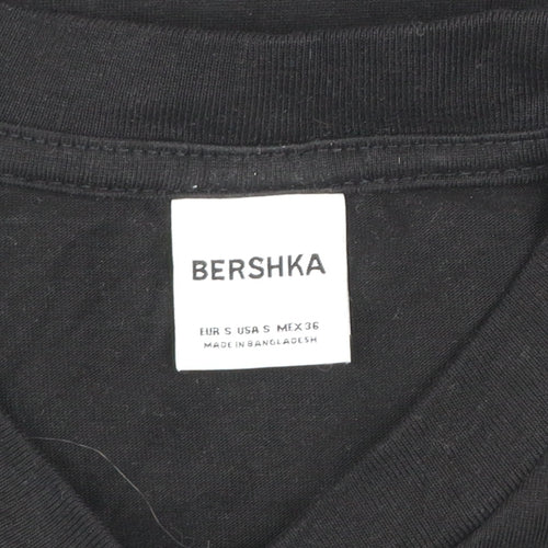 Bershka Womens Black Basic Cotton T-Shirt Size S