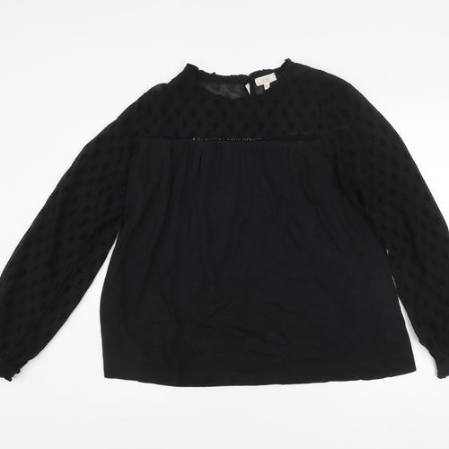 Fat Face Women's Black Cotton Blend Long Sleeve Tunic Blouse UK 10