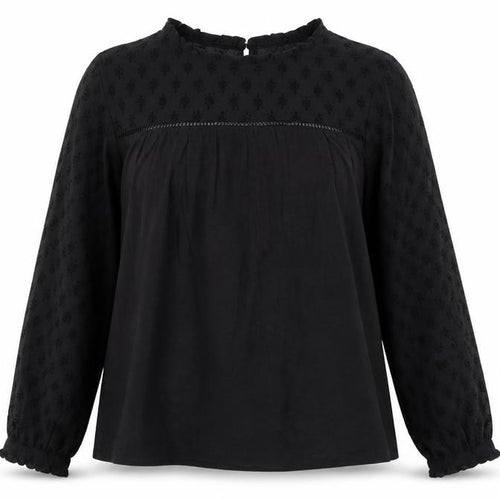 Fat Face Women's Black Cotton Blend Long Sleeve Tunic Blouse UK 10