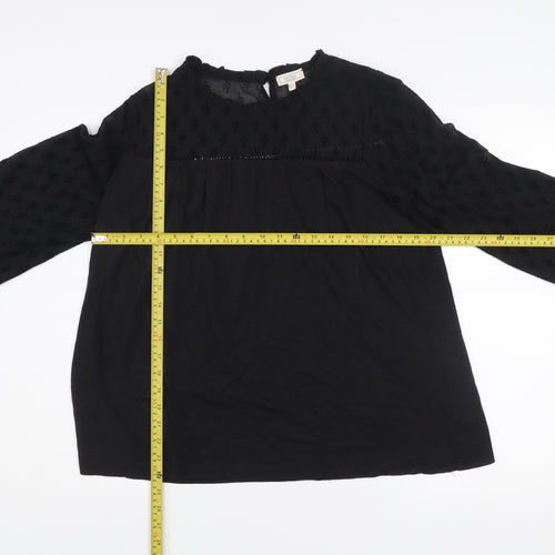 Fat Face Women's Black Cotton Blend Long Sleeve Tunic Blouse UK 10