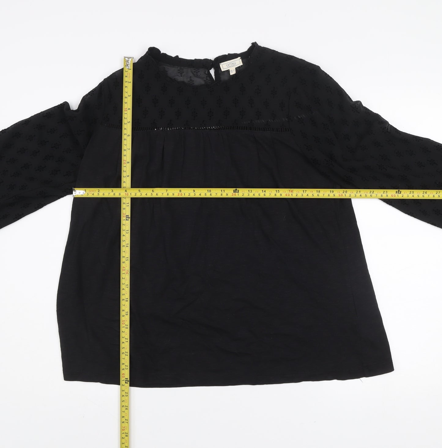 Fat Face Women's Black Cotton Blend Long Sleeve Tunic Blouse UK 10