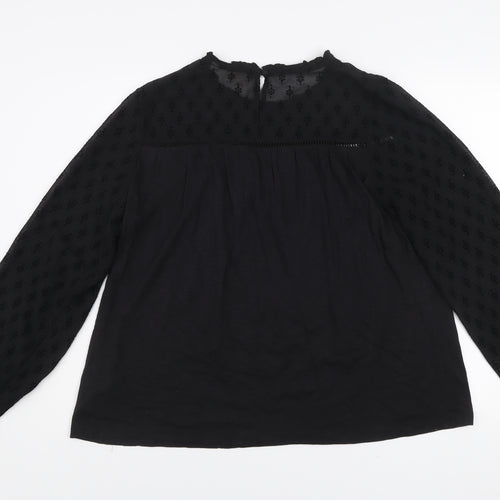 Fat Face Women's Black Cotton Blend Long Sleeve Tunic Blouse UK 10