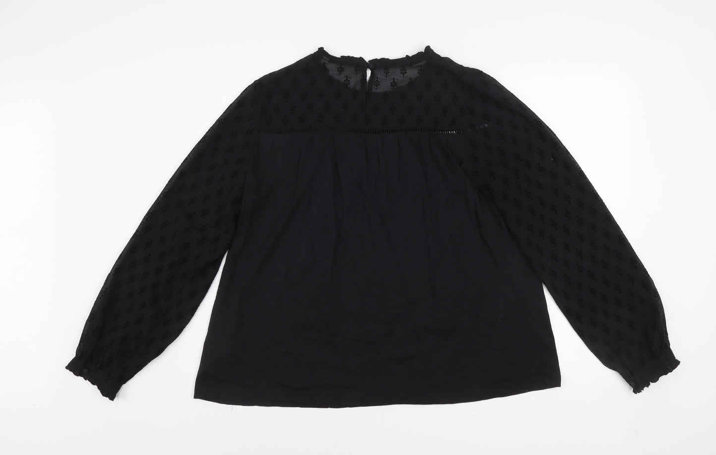 Fat Face Women's Black Cotton Blend Long Sleeve Tunic Blouse UK 10