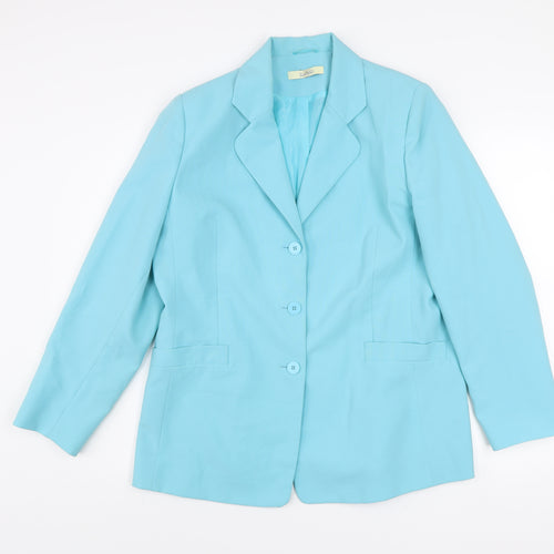 Classics Women's Blue Blazer Jacket Size 14 Polyester Lined Workwear