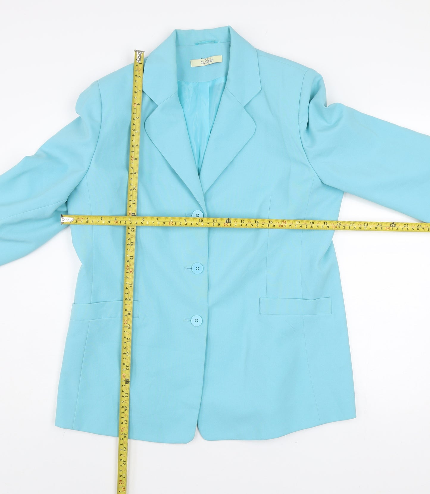Classics Women's Blue Blazer Jacket Size 14 Polyester Lined Workwear