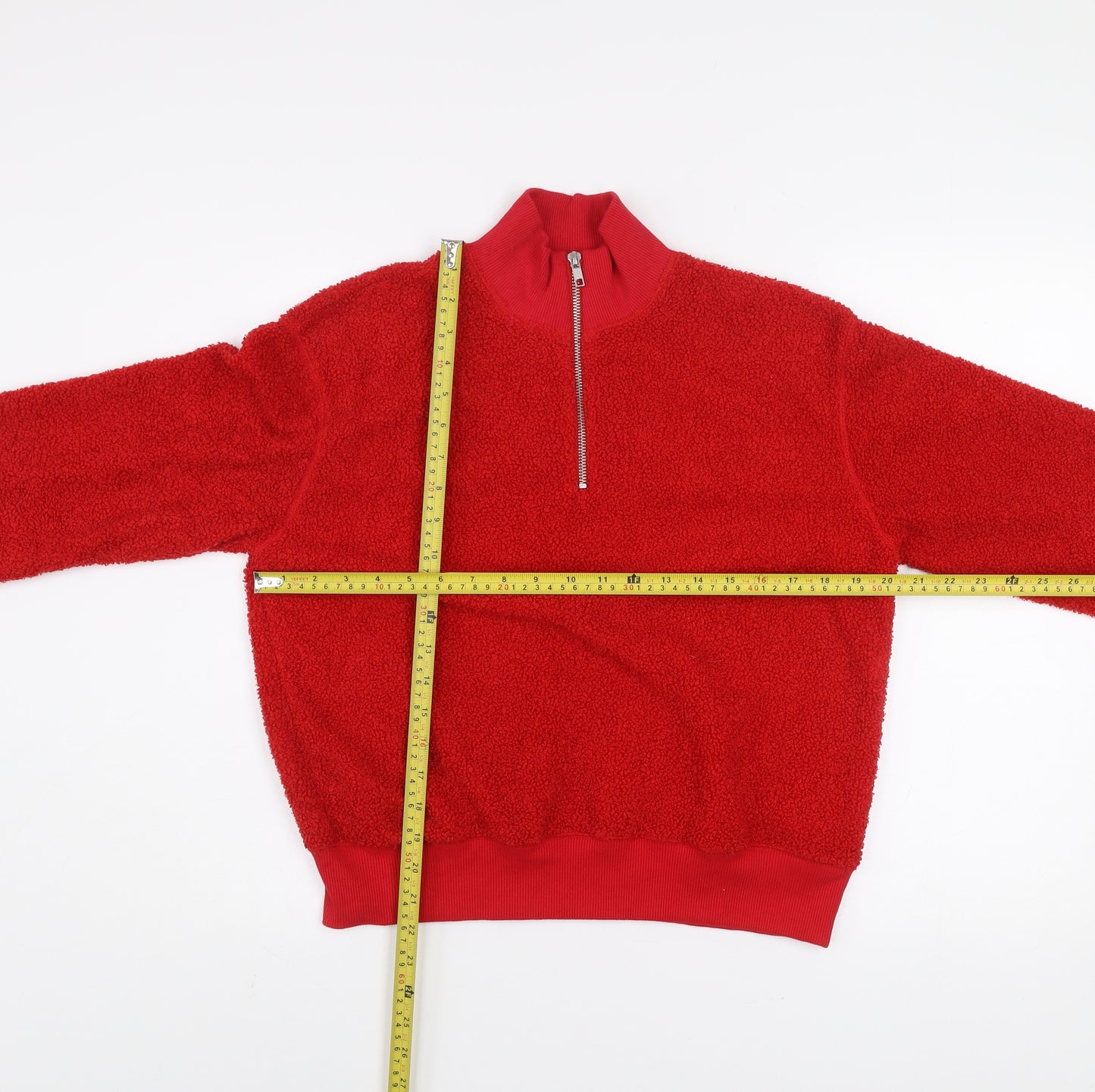 Topshop Women's Red Fleece 1/2 Zip Pullover Sweatshirt UK 8