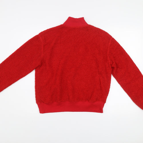 Topshop Women's Red Fleece 1/2 Zip Pullover Sweatshirt UK 8
