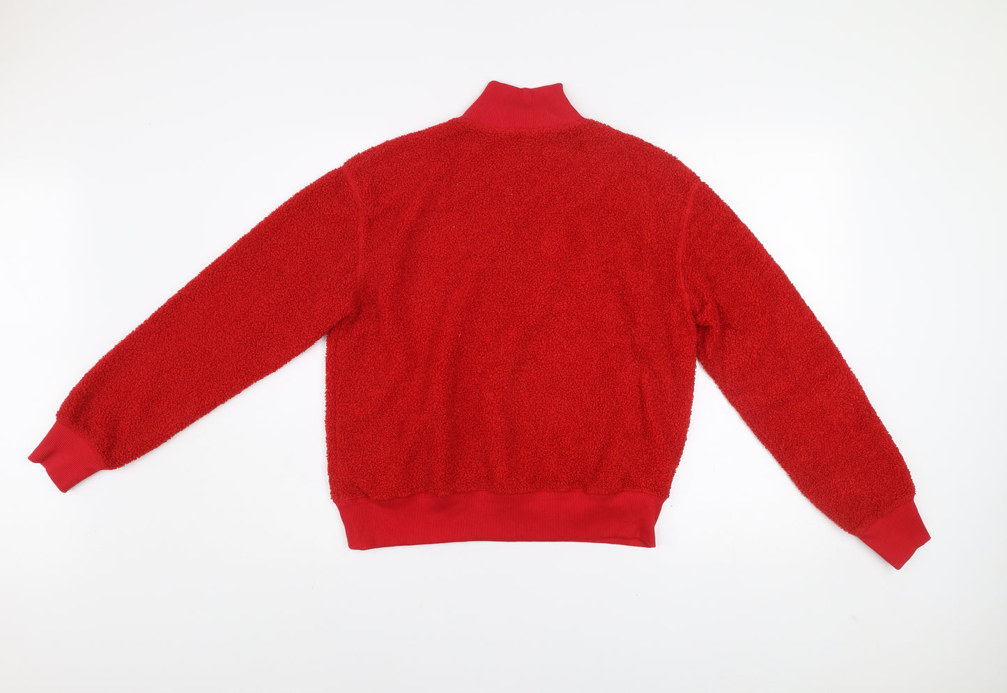 Topshop Women's Red Fleece 1/2 Zip Pullover Sweatshirt UK 8