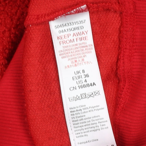Topshop Women's Red Fleece 1/2 Zip Pullover Sweatshirt UK 8