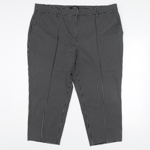 Next Women Black Geometric Tailored Trousers Size 20R Cotton Blend
