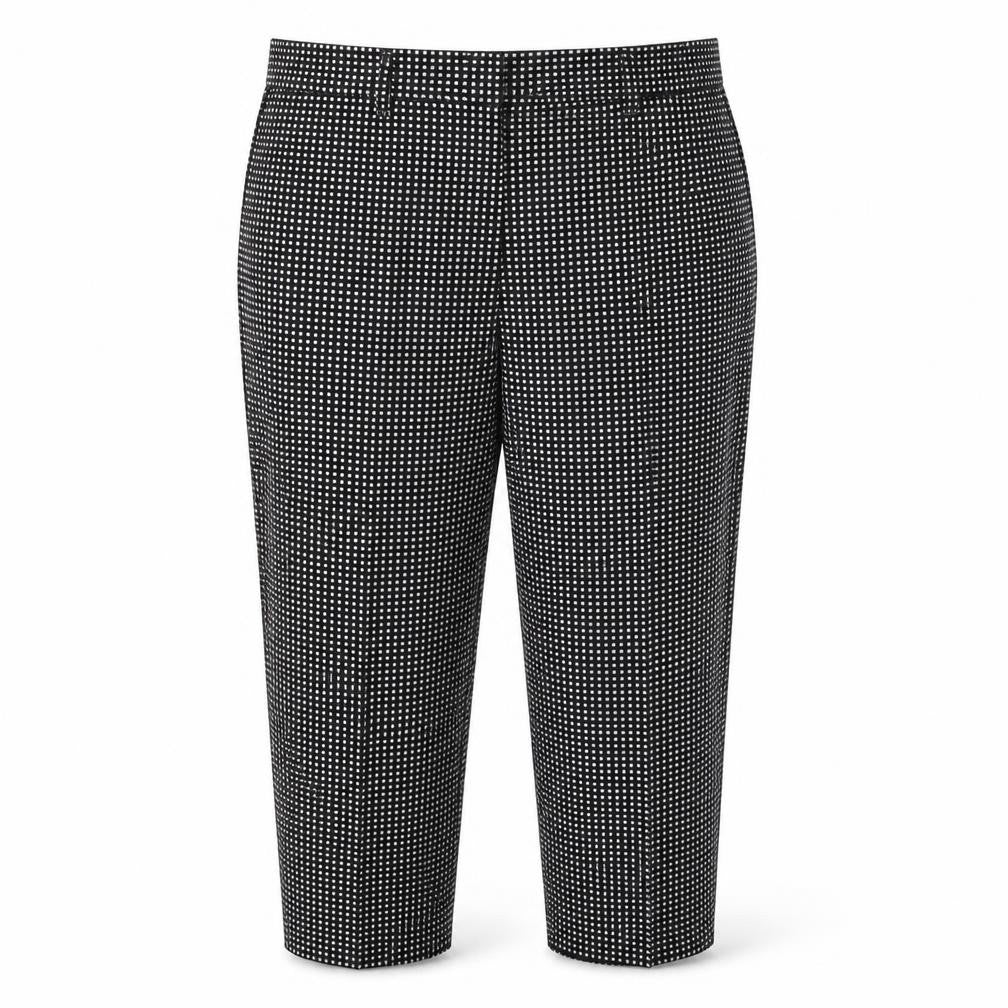 Next Women Black Geometric Tailored Trousers Size 20R Cotton Blend