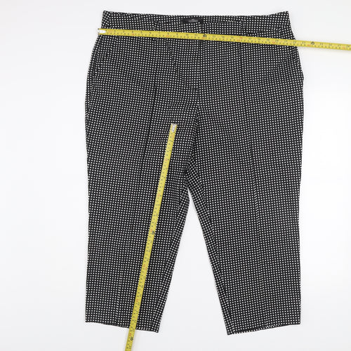 Next Women Black Geometric Tailored Trousers Size 20R Cotton Blend