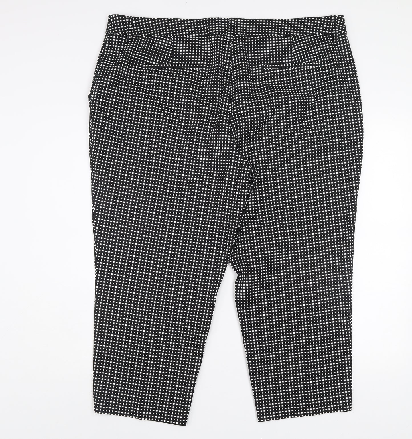 Next Women Black Geometric Tailored Trousers Size 20R Cotton Blend