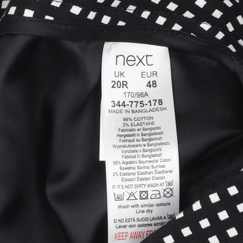 Next Women Black Geometric Tailored Trousers Size 20R Cotton Blend