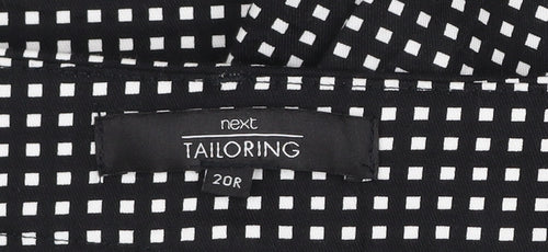 Next Women Black Geometric Tailored Trousers Size 20R Cotton Blend