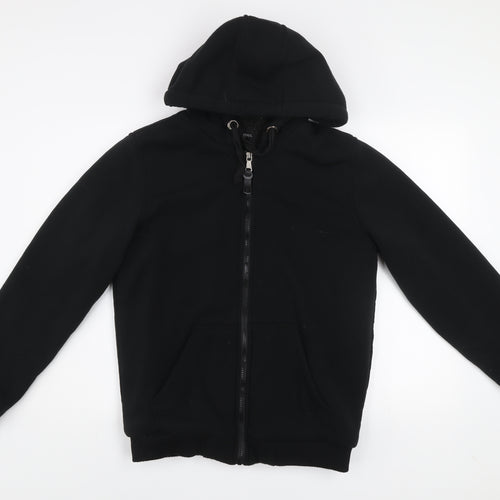 Brave Soul Men's Black L Fleece Lined Hooded Zip Active Jacket