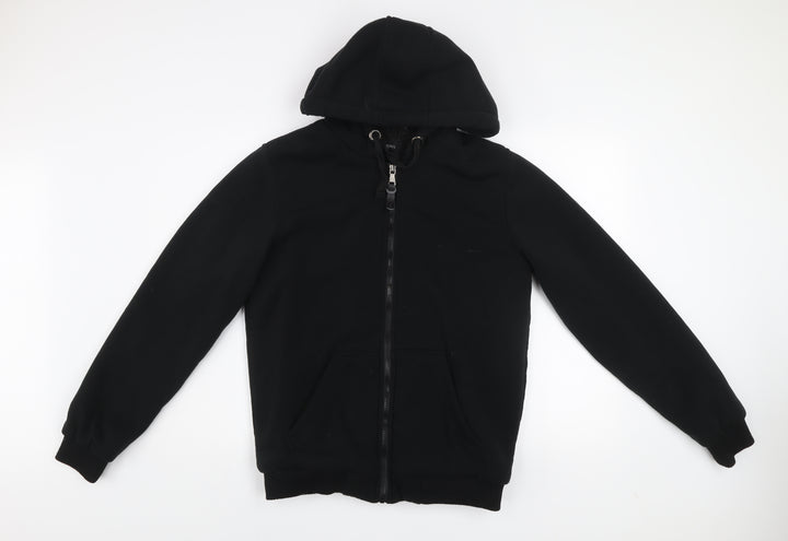 Brave Soul Men's Black L Fleece Lined Hooded Zip Active Jacket