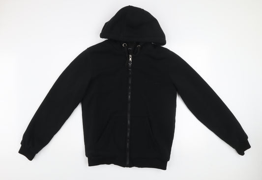 Brave Soul Men's Black L Fleece Lined Hooded Zip Active Jacket