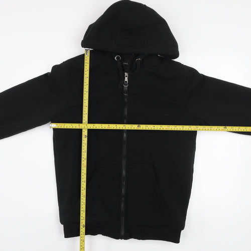Brave Soul Men's Black L Fleece Lined Hooded Zip Active Jacket