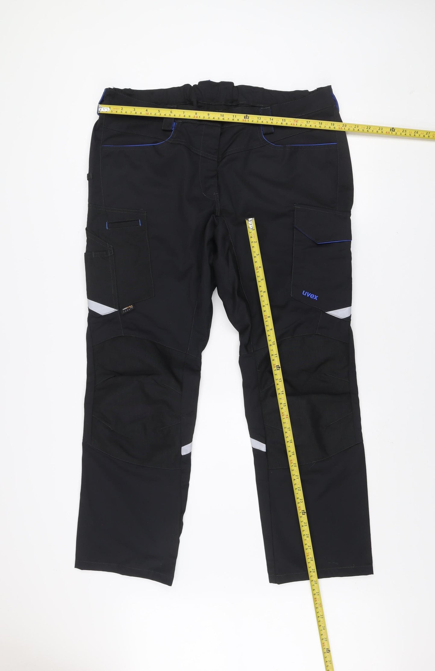 Uvex Men's Black Cargo Workwear Trousers Size M Reflective Pockets
