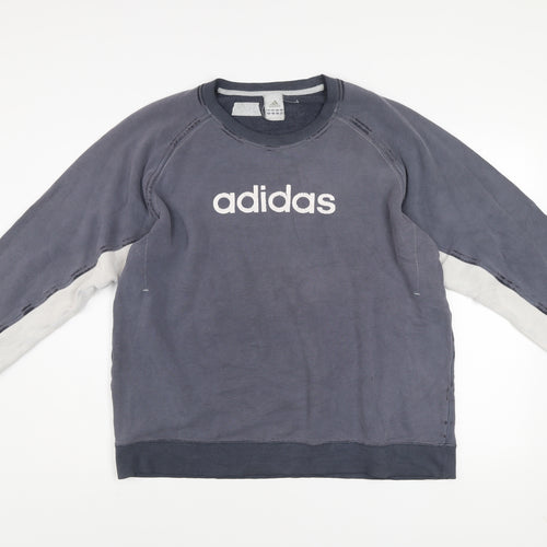 Adidas Men's Grey XL Pullover Crew Neck Logo Sweatshirt