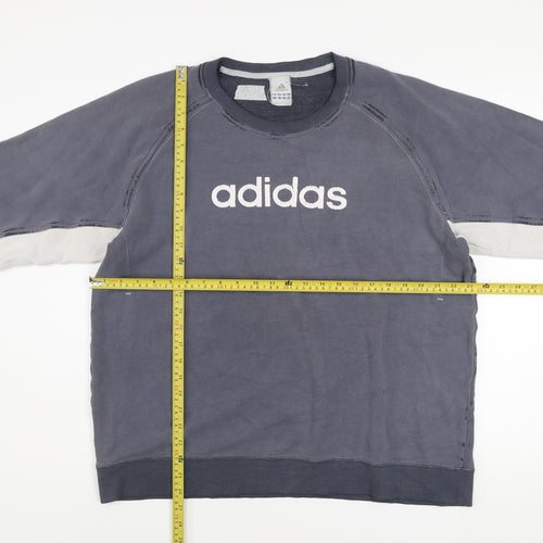 Adidas Men's Grey XL Pullover Crew Neck Logo Sweatshirt