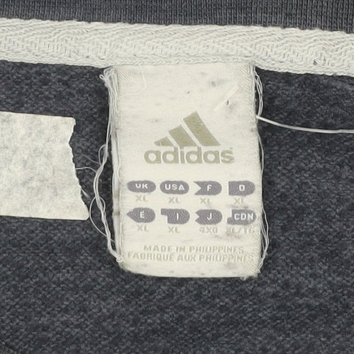 Adidas Men's Grey XL Pullover Crew Neck Logo Sweatshirt
