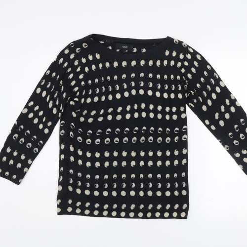 Next Women Black Polka Dot Cotton Blend Jumper Size 10