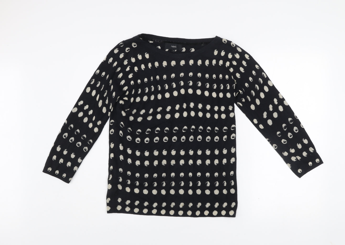 Next Women Black Polka Dot Cotton Blend Jumper Size 10