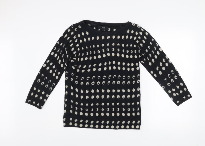 Next Women Black Polka Dot Cotton Blend Jumper Size 10