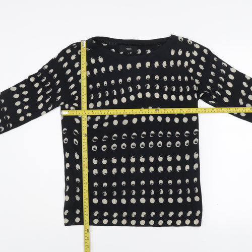 Next Women Black Polka Dot Cotton Blend Jumper Size 10