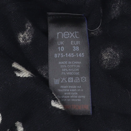Next Women Black Polka Dot Cotton Blend Jumper Size 10