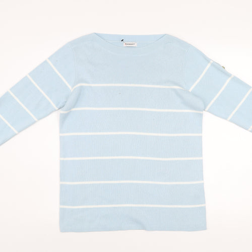 Damart Women Blue Striped Boat Neck Long Sleeve Pullover Jumper Size 10