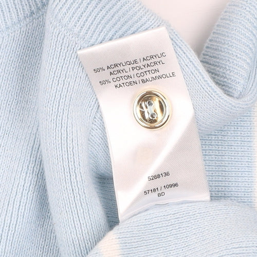 Damart Women Blue Striped Boat Neck Long Sleeve Pullover Jumper Size 10