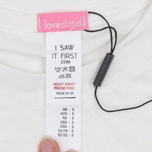 I Saw It First Women's White Cotton Love Island T-Shirt Size S