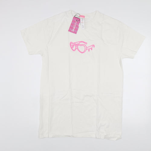 I Saw It First Women's White Love Island Embroidered Cotton T-Shirt Size S