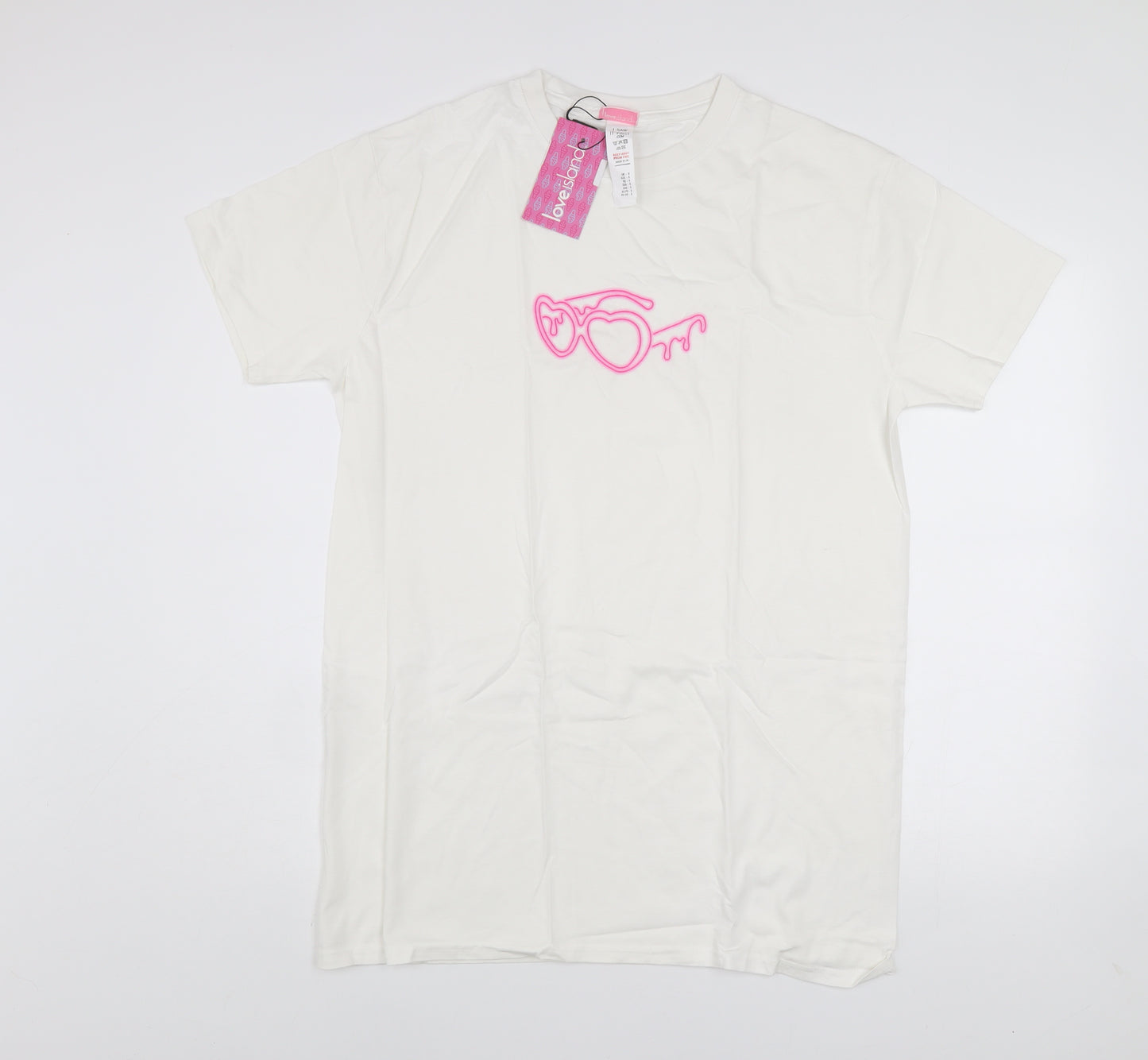 I Saw It First Women's White Love Island Embroidered Cotton T-Shirt Size S