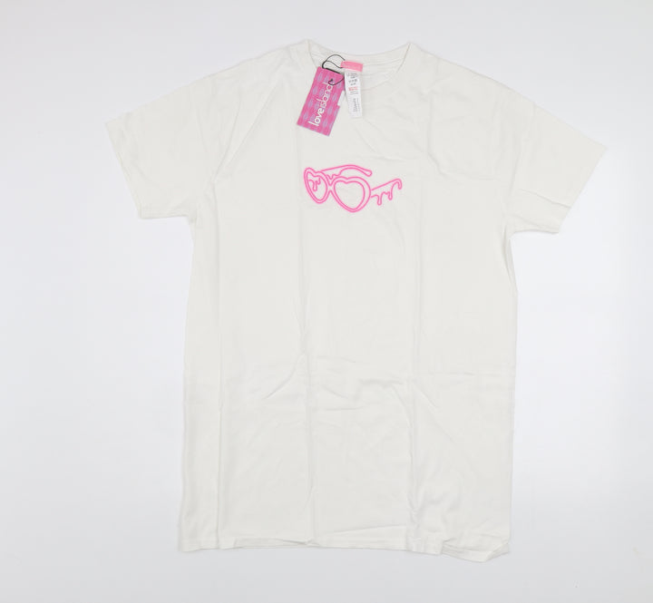I Saw It First Women's White Love Island Embroidered Cotton T-Shirt Size S