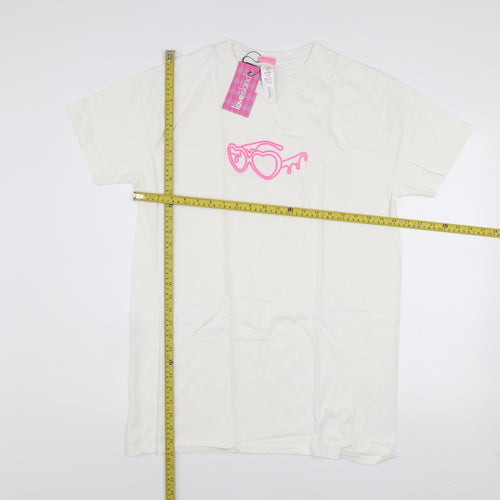 I Saw It First Women's White Love Island Embroidered Cotton T-Shirt Size S