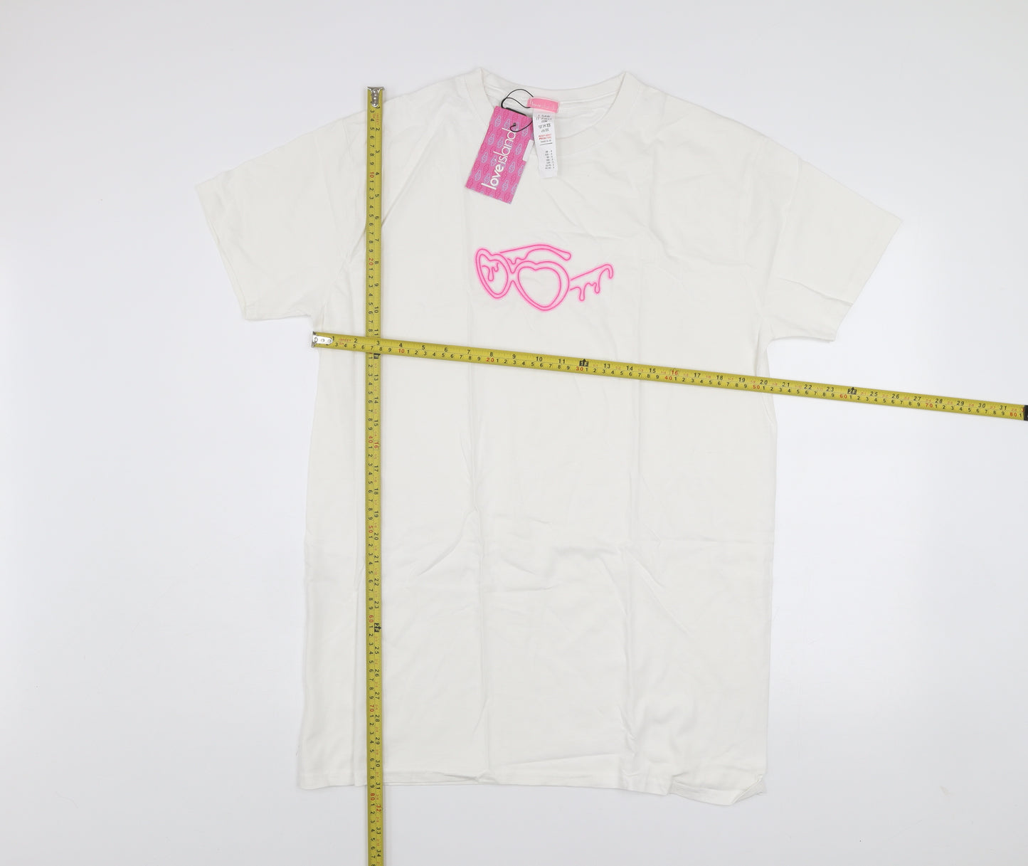 I Saw It First Women's White Love Island Embroidered Cotton T-Shirt Size S